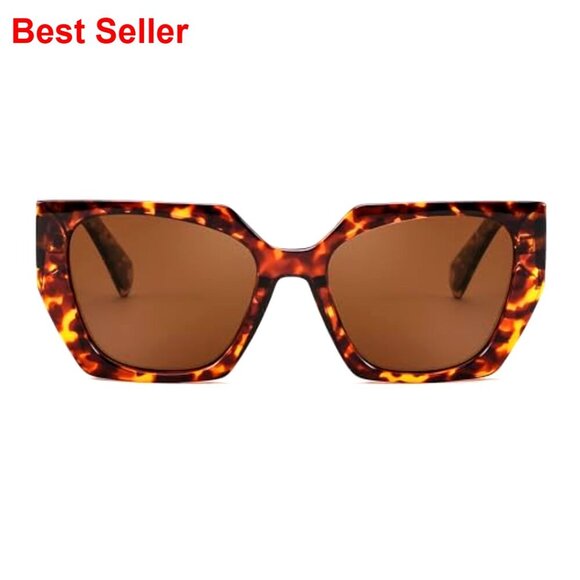 Oversized Polarized Sunglasses, Retro Square Frame, UV400 Protection main image 6